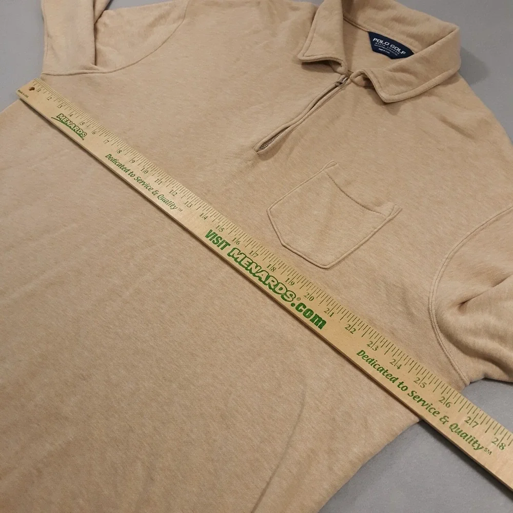 Polo Golf Ralph Lauren Sweater Mens Size XL Cotton Blend Zip Up Pullover Tan